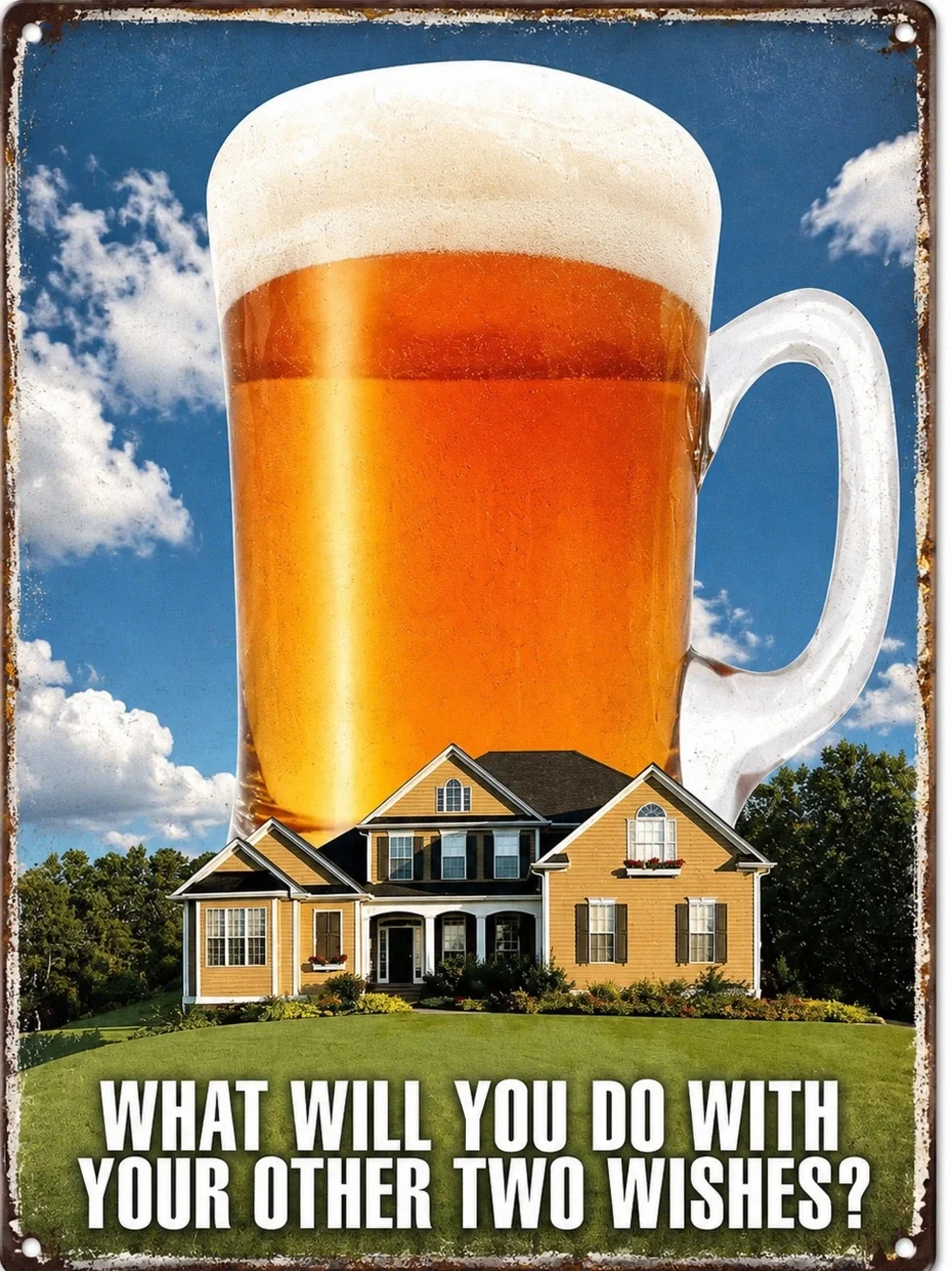 NEW Beer Wishes Metal Sign